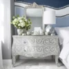 Bone Inlay Grey Floral French Style 2 Drawer Chest