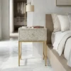 Handmade Grey Bone Inlay Floral 1 Drawer Bedside Nightstand for Luxury Bedroom Furniture
