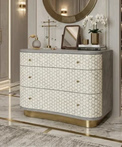 Grey Bone Inlay 3 Drawer Dresser