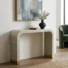 Grey bone inlay stripe design waterfall console table handmade luxury furniture