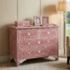 Handmade Mother of Pearl Inlay 4 Drawer Pink Chest decor with inlay photo frame and décor box