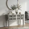Mother of Pearl Inlay Console Table and Desk with 4 drawers placed in modern suite room with decor