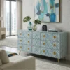 Buy Sky Blue Bone Inlay 9 Drawers Sideboard placed in living room