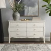 Handmade White Bone Inlay Floral Chest of 6 Drawers in modern living room