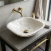 White Mother of Pearl Plus Design Wash Basin in contemporary washroom