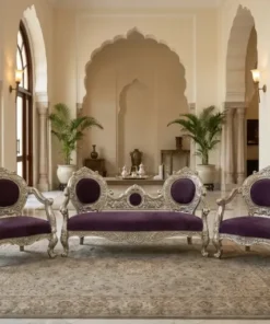 Luxury German Silver 3 Seater Victoria Sofa Set