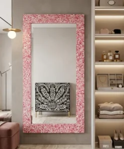 Luxury large wall mirrors with pink bone inlay detailing