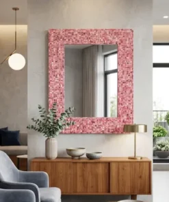 Large pink bone inlay wall mirrors designed for luxury Kuwait interiors