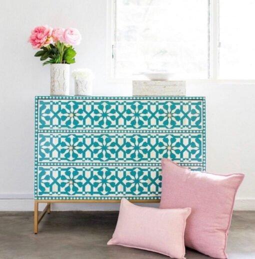 Bone inlay 3 drawer Moroccan pattern sideboard