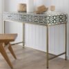 Bone inlay Moroccan design 3 drawer console / desk