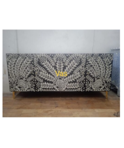 Bone inlay peacock design 4 door sideboard