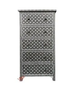 Alternative view of Black Bone Inlay 5 Drawer Tall Chest of Drawers