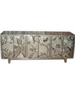 White metal ( German silver ) carved sideboard 6 door