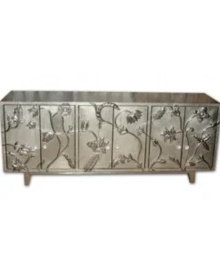 Luxury German silver floral cabinet for bedroom and living room storage