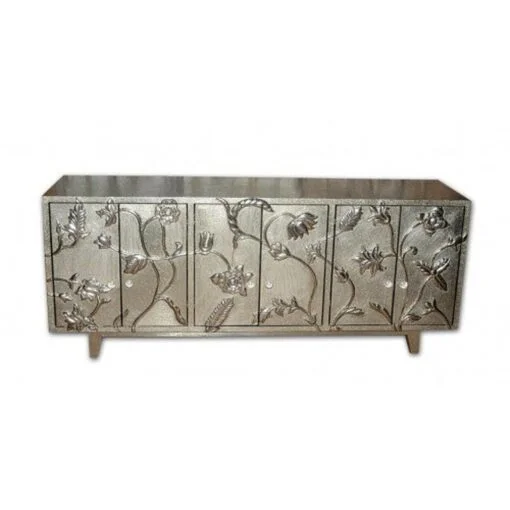 Luxury German silver floral cabinet for bedroom and living room storage
