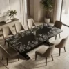 Black Bone Inlay 8 Seater Floral Dining Table in Luxury Dining Room