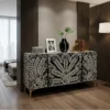Bone inlay peacock design 4 door sideboard styled in living room