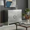 Handmade German silver carved sideboard dresser with detailed decorative metalwork