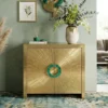 Luxury brass cladding storage cabinet with handcrafted decorative metal detailing