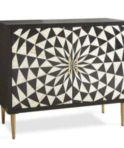 Bone inlay 2 door sideboard geometry design