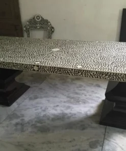 Black bone inlay dining table