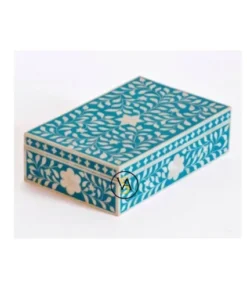 Blue bone inlay floral pattern jewelry box