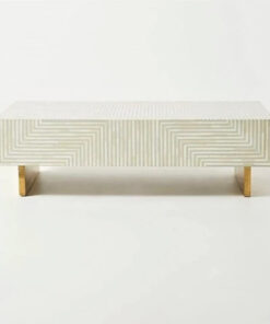 Bone inlay strip design coffee table