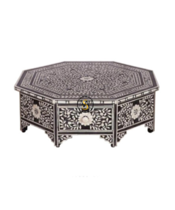 Coffee Table Drawer Center Table Bone Inlay Floral Art
