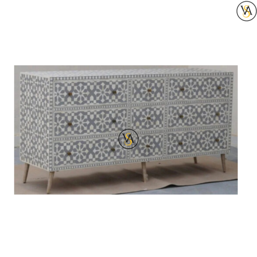 Bone inlay. 9 drawer Moroccan design sideboard