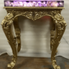 Luxury carved side tables brass cladded & amethyst top lamp style