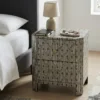 Black Bone Inlay 2 Drawer Nightstand with a geometrical design