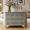 Black bone inlay 4 drawer chest dresser with handmade star design pattern