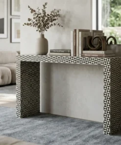 wood inlay Intarsia Inlay console bone / desk / table