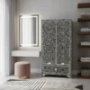 handmade Bone Inlay armoire cupboard with 2 doors and 1 drawer in modern dressing room