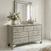 Bone Inlay Targua Design Grey 7 Drawer Chest Dresser for luxury bedroom storage
