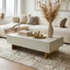 Bone inlay strip design coffee table placed in contemporary living room