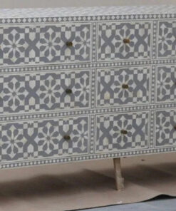 Bone inlay. 9 drawer Moroccan design sideboard ,buffet grey colour