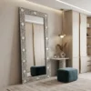 Mother of Pearl Decorative Large Wall Mirror in modern dressing room with decor and cushion