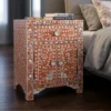 Mother of pearl inlay bedside table in modern bedroom