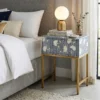 Bone Inlay Flower Design Navy Blue Nightstand