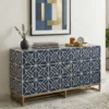 Bone Inlay iberia design sideboard 2 drawer 4 door in modern living room with decor items