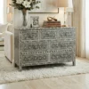 Charcoal Black Mother of Pearl Inlay Chest of 7 Drawers