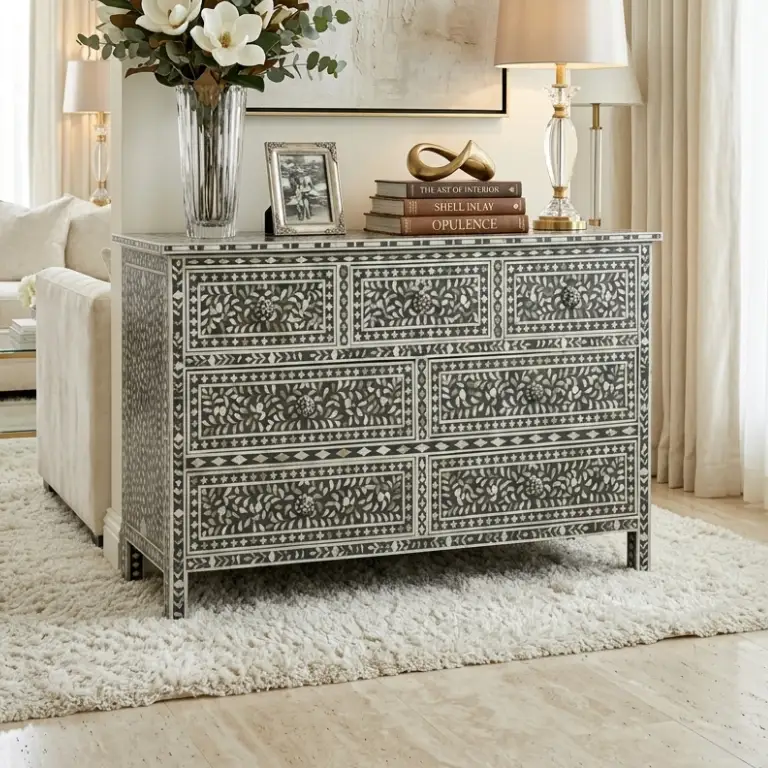 charcoal-black-mother-of-pearl-inlay-chest-of-7-drawer (1) Charcoal Black Mother of Pearl Inlay Chest of 7 Drawers