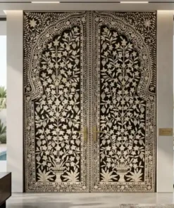 Bone inlay floral double door for luxury villa interiors