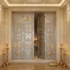 Handmade silver temple carving double door with ancient decorative design