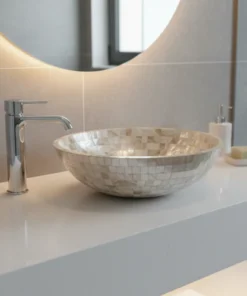 Golden mother of pearl wash basin | Luxury Wash Basin in modern washroom