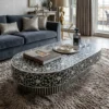 Grey Mother of Pearl design offers handcrafted beauty and a refined look in luxury living room.