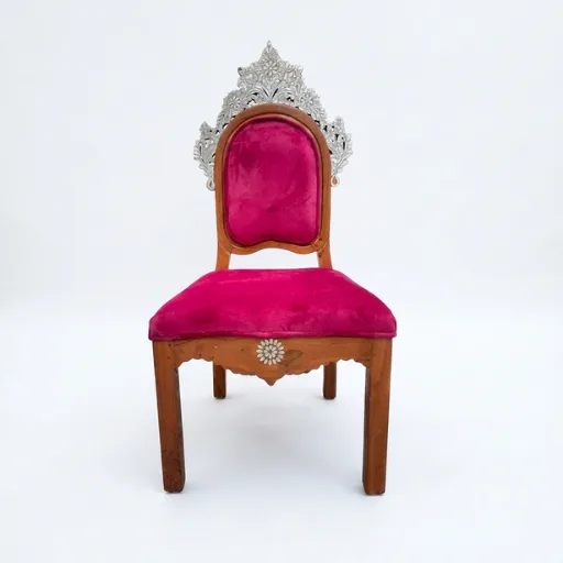Handmade mother of pearl inlay teak wood royal chair