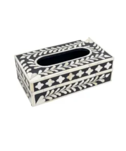 black bone inlay floral tissue box