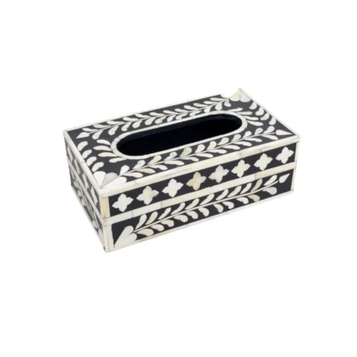black bone inlay floral tissue box